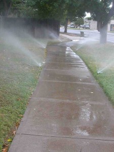 Sprinkler Over-Spray from high water pressure 