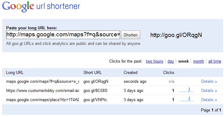 Google URL Shortner